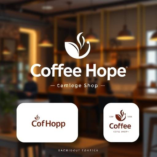 Graphic design showcasing a new logo and branding for a local coffee shop.
