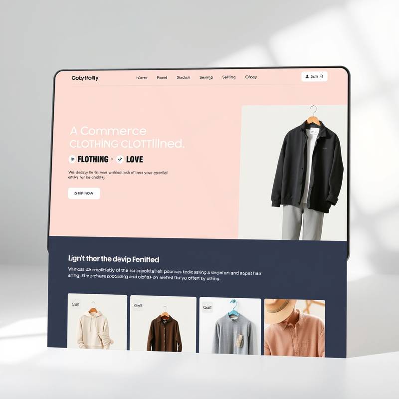 Screenshot of a modern e-commerce website designed for a clothing brand.